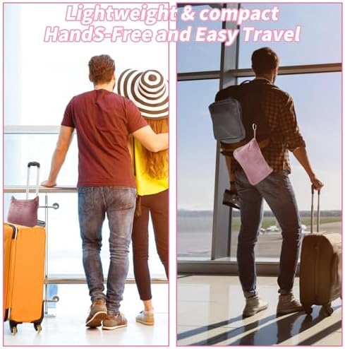 Travel Blanket and Pillow, Ultra Soft 2 in 1 Airplane Blanket with Compact Pillowcase, Luggage Strap, Lightweight Travel Essentials, Ideal for Long Flights, Camping, Sunset (Light Pink) - Image 4