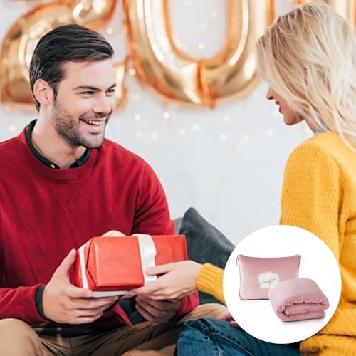 Travel Blanket and Pillow, Ultra Soft 2 in 1 Airplane Blanket with Compact Pillowcase, Luggage Strap, Lightweight Travel Essentials, Ideal for Long Flights, Camping, Sunset (Light Pink) - Image 7