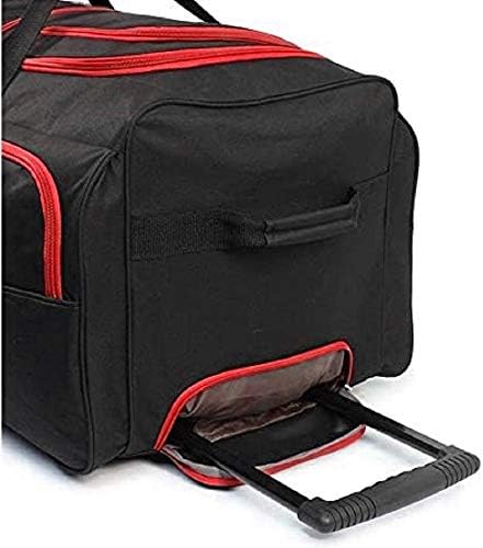 Extra Large 39" Travel Bag Wheeled Holdall Suitcase 3 Wheels Red Trimming Black - Image 4