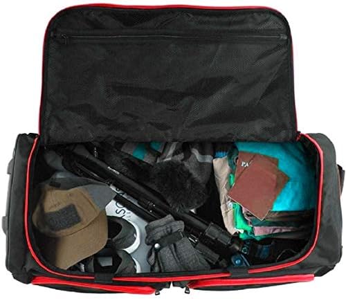 Extra Large 39" Travel Bag Wheeled Holdall Suitcase 3 Wheels Red Trimming Black - Image 5