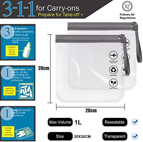 Clear Travel Toiletry Bag - Airport Security Liquids Bags, Airport Liquid Bag 20 x 20cm TSA Approved, Travel Accessories Makeup Bags Holiday Essentials Luggage for Men Women (2pcs Pink) - Image 2