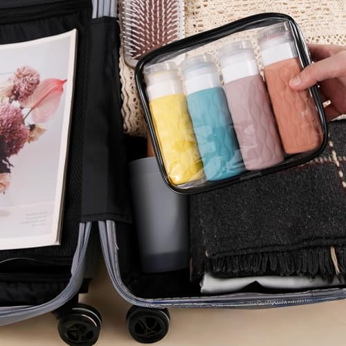 4 Pack Travel Bottles for Toiletries 100ML Silicone Travel Squeeze Bottles Set with Clear Zipper Toiletry Bag Leakproof Refillable Squeeze Travel Containers - Image 7
