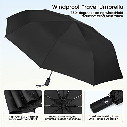 NINEMAX Compact Travel Folding Umbrella Windproof Strong,Small Automatic Foldable Umbrellas Wind Resistant with Case for Women Men - Image 3