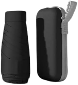 Mini Folding Umbrella with Case - Ultra-Portable Compact Travel Umbrella, Anti-UV Rainproof Windproof Fast Dry and Ultra Lightweight for Women, Men, Students (Black)
