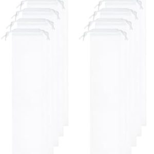 sourcing map 12pcs Umbrella Bags 25.2"x4.3" Wet Umbrella Sleeve Cover Reusable Folding Umbrella Storage Bag with Drawstring for Folding Travel Umbrellas, White