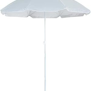 Harbour Housewares Metal Beach Parasol - 1.8M x 2M - Grey - 1x UPF 50+ Portable Garden Outdoor Sport Travel Camping Picnic Sun Umbrella Shade Shelter Canopy with UV Protection