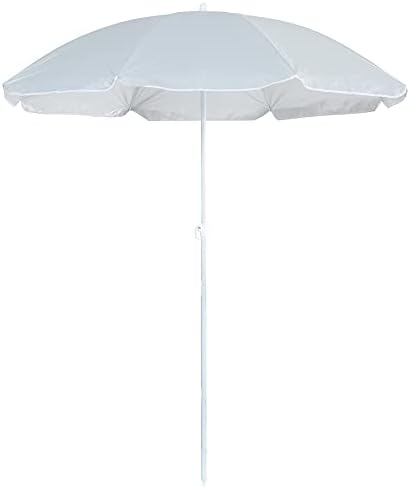 Harbour Housewares Metal Beach Parasol - 1.8M x 2M - Grey - 1x UPF 50+ Portable Garden Outdoor Sport Travel Camping Picnic Sun Umbrella Shade Shelter Canopy with UV Protection