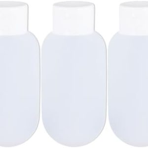 3 Pcs Travel Bottles Set, 60ML Travel Bottles Refillable Containers Kit, Plastic Squeeze Bottles, Squeezable Containers Set, Leakproof Travel Containers for Cosmetic Shampoo Lotion (White)