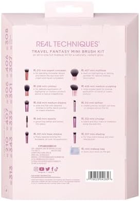 Real Techniques Travel Fantasy Mini Brush Kit, Makeup Brushes For Eyeshadow, Highlight, Contour, Powder, and Concealer, Travel-Sized Brushes and Cosmetic Bag, Synthetic Bristles, 11 Piece Set - Image 10