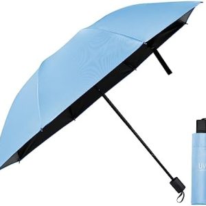 Vicloon Windproof Travel Umbrella, UPF>50+, Block 95% of UV, UV Blocked Umbrella, Compact, Light, Strong and Portable - Wind Resistant, Folding Backpack Umbrella for Rain - Men and Women