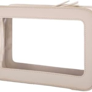 Clear Makeup Bag Transparent Cosmetic Case Travel Waterproof Toiletry Organizer with Double Zippers Ideal for Travel Essentials (Beige)