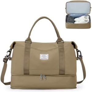 for Ryanair Airlines Underseat Cabin Bag 40X20X25 Weekend Overnight Carry on Holdall for Women Travel Duffel Sport Gym Tote Mum Hospital Bags with Wet Pocket,F11-Khaki