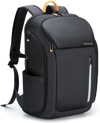 Laptop Backpack for Men - 900D Travel Backpack fit 17.3 Inch Laptop, Tech Backpack with USB Charging Port Anti-Theft Pocket, 30L Smart Rucksack for College Business Work Overnight Black