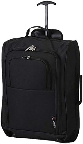 5 Cities 21"/55cm Carry On Lightweight Travel Cabin Approved Trolley Bag with Wheels Suit Case Hand Luggage with 2 Year Warranty