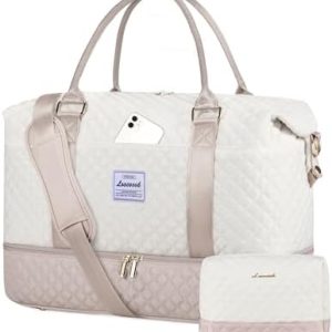 LOVEVOOK Travel Bags for Women Weekend Overnight Carry On Duffel Bag Large Gym Sports Bag with Shoe Compartment Hand Cabin Luggage Holdall for Ryanair EasyJet Flight Hospital Bag Maternity Essentials