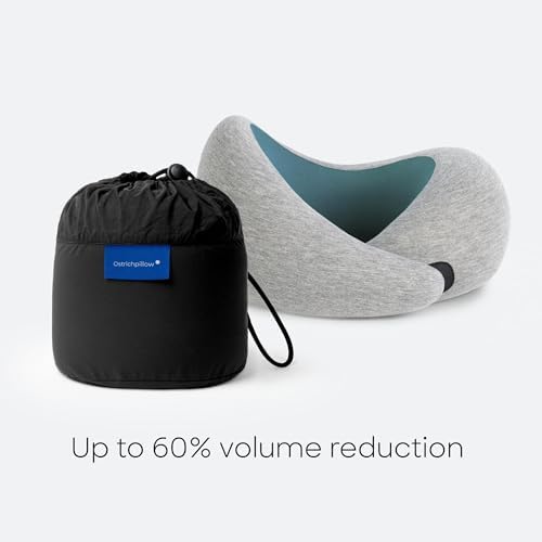 Ostrichpillow Go - Luxury Travel Pillow with Memory Foam | Airplane Pillow, Car Travel Pillow, Neck Rest (One Size, Blue Reef) - Image 5