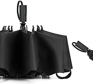 Umbrella Reverse Close Folding Windproof Travel Umbrella - Compact and Portable for Easy Carrying with Auto Open-Close - for Men and Women