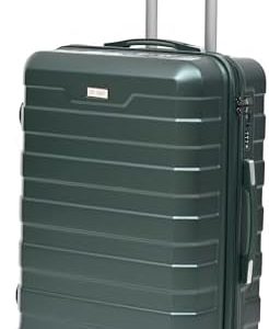 CMY Suitcase Medium Size Hard Shell Lightweight 4 Dual Spinner Wheels Trolley Luggage Suitcase Medium 24" Hold Check in Luggage TSA Combination Lock (Dark Green)