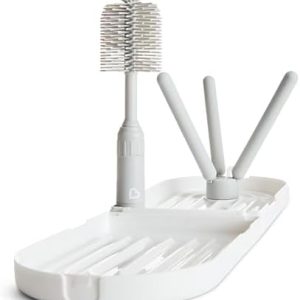 Munchkin Travel Drying Rack with Bottle Brush| Dry up to 3 Baby Bottles at Once | Includes Extendable Silicone Brush with Nipple in Hand | Baby Essentials