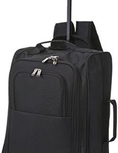 5 Cities 21"/55cm Backpack Trolley Bag Carry On Lightweight Travel Cabin Approved with Shoulder Straps Wheels Suit Case Hand Luggage with 2 Year Warranty