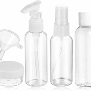 5x Travel Bottles Set for Toiletries Empty Refillable Travel Bottles Clear Plastic Travel Liquid Containers Ideal For Shampoo Cosmetic Lotion Body Wash Makeup Shower Gel Hand Soap Travel 80ml (5PC)