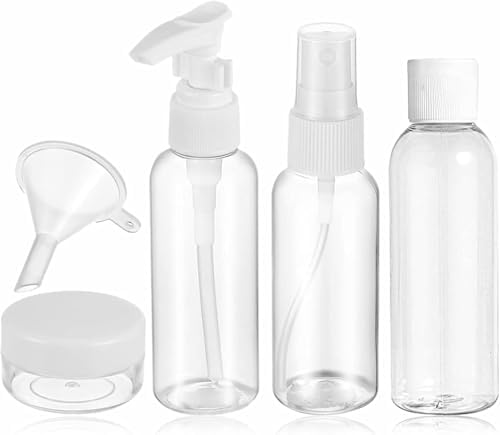 5x Travel Bottles Set for Toiletries Empty Refillable Travel Bottles Clear Plastic Travel Liquid Containers Ideal For Shampoo Cosmetic Lotion Body Wash Makeup Shower Gel Hand Soap Travel 80ml (5PC)