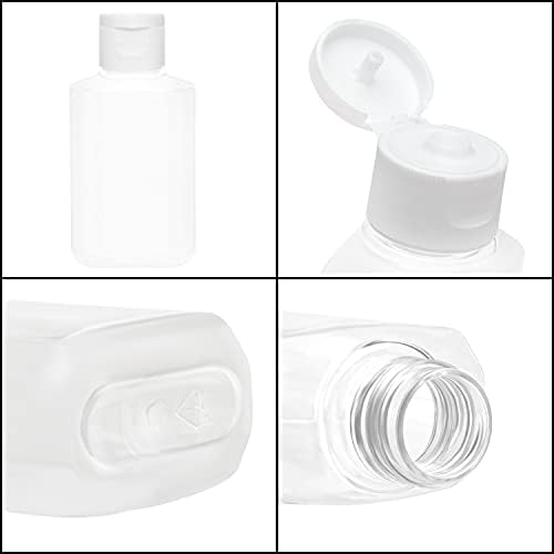 BELLE VOUS 20 Pack Clear Plastic Flip Cap Refillable Bottles - 60ml Liquid Containers - Reusable Empty Squeeze Cosmetic Bottles for Travel, Toner, Lotion, Conditioner, Toiletries, Shampoo, and More - Image 4