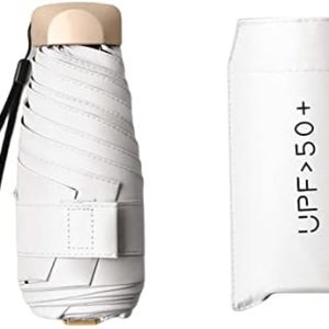 Travel Umbrella Compact Umbrella Collapsible Small Umbrella Sturdy for Sun and Rain Backpack Umbrellas, White