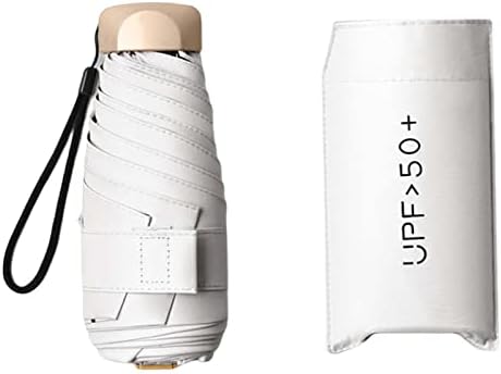 Travel Umbrella Compact Umbrella Collapsible Small Umbrella Sturdy for Sun and Rain Backpack Umbrellas, White