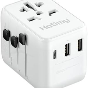 Universal Travel Adapter, Hotimy Worldwide Travel Adapter with USB C & 2 USB A Ports, Dual 10A Fused International Power Adapter, Universal Plug Adaptor All in One for Europe, UK, US, Australia & More