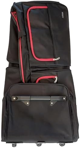 Extra Large 39" Travel Bag Wheeled Holdall Suitcase 3 Wheels Red Trimming Black - Image 9