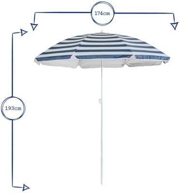 Harbour Housewares Metal Beach Parasol - 1.8M x 2M - Grey - 1x UPF 50+ Portable Garden Outdoor Sport Travel Camping Picnic Sun Umbrella Shade Shelter Canopy with UV Protection - Image 5