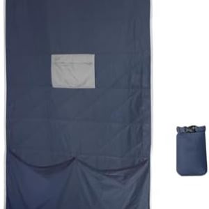 Gravel Layover Ultra-Compact Packable Down Blanket for Travel & Camping - Lightweight, Warm Travel Blanket Airplane, Car Blanket, Down Alternative Blanket- Includes Carrying Pouch (Blue)