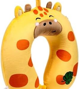 Relaxeazzz Raffi the Giraffe Adoramals Plush Memory Foam Travel Pillow - Neck Flight Airplane Pillow For Travel - Kids Neck Pillows Cushion For Sleeping Neck Pain Adults - Airport Essentials