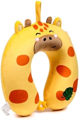 Relaxeazzz Raffi the Giraffe Adoramals Plush Memory Foam Travel Pillow - Neck Flight Airplane Pillow For Travel - Kids Neck Pillows Cushion For Sleeping Neck Pain Adults - Airport Essentials