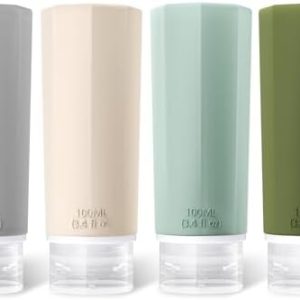 Opret 100ml Silicone Travel Bottles for Toiletries, 4 Pcs Leak Proof Portable Travel Container Refillable Squeezable 3.4oz for Shampoos and Conditioner, BPA Free and TSA Approved