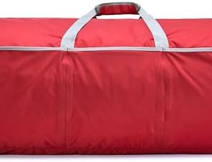 Amazon Basics Extra Large Duffel Bag (98L), Travel and Sports Equipment Bag with Multiple Zippered Pockets, Lightweight Yet Durable Nylon Material, 23kg Weight Capacity, Red, 82 x 43 x 43 cm