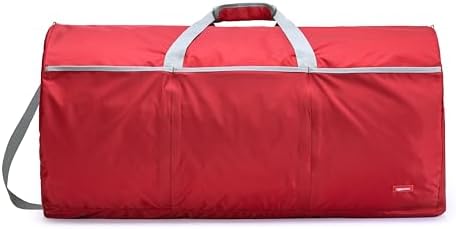 Amazon Basics Extra Large Duffel Bag (98L), Travel and Sports Equipment Bag with Multiple Zippered Pockets, Lightweight Yet Durable Nylon Material, 23kg Weight Capacity, Red, 82 x 43 x 43 cm