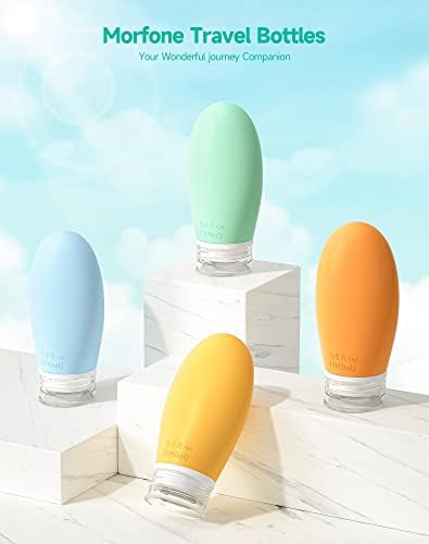 Morfone 100ml Silicone Travel Bottle for Toiletries, 4 Pack Leak Proof Refillable Squeezable Containers for Liquid Shampoo, BPA Free and TSA Approved Travel Accessories - Image 4