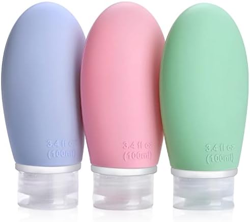 Opret 100ml Silicone Travel Bottle for Toiletries, 3 Pack Leak Proof Refillable Travel Containers Squeezable Travel Accessories for Shampoos, Conditioner and Cream, BPA Free and TSA Approved