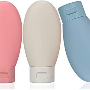 3 Pcs Travel Bottles Set,60ML Travel Bottles & Containers,Small Mini Empty Plastic Squeeze Bottles for Travel Toiletries,Shampoo and Conditioner with Storage Bag