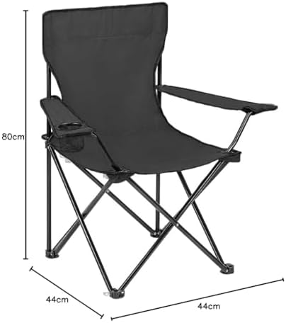 Camping Chair Lightweight Folding Cup Holder Carry Bag 100kg Capacity (Pack of 1, Black) - Image 3