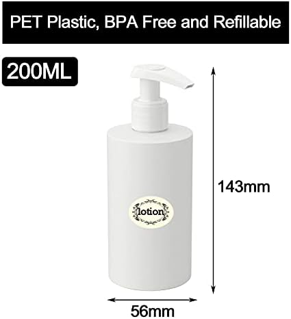 2PCS 200Ml Empty Pump Bottles Lotion Dispenser Plastic Refillable Travel Bottle BPA Free Bathroom Kitchen Shower Container Gel Storage Holder for Toiletries Shampoo Conditioner Liquid Soap - Image 2