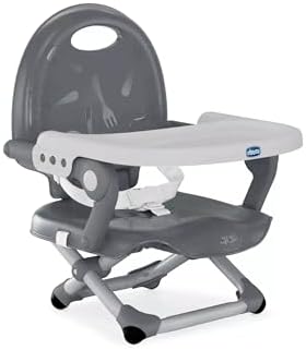 Chicco Pocket Snack Children's Booster Seat, Dark Grey | 6m-3y (15 kg), Portable, Adjustable High Chair, Compact, Removable Tray