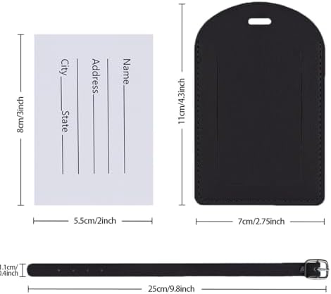 Luggage Tags, 6 Pcs Leather Suitcase Labels Travel Luggage Tag with Name ID Card Baggage Labels Tags for Luggage Bags Backpacks Cruise Waterproof Travel Accessories(Black) - Image 2