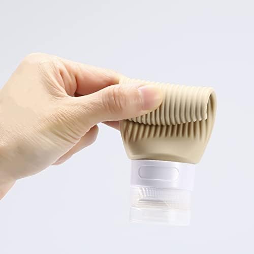 Travel Bottles for Toiletries,BPA Free,90ml Silicone Leak Proof Refillable Portable Squeeze Empty Accessories Travel Size Liquid Cosmetic Lotion Shampoo Conditioner Bottles Containers(4 Pack Brown) - Image 3