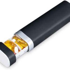 Pill Box 7 Day, Betife Daily Pill Organiser, Weekly Travel Tablet Organiser, Cute Pill Holder to Hold Vitamins, Medicines, Pills, Supplements (Black)