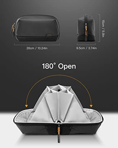 Inateck 180° Open Cable Organiser Bag Electronics Accessories Travel Bag Gadgets Organizer Splashproof, Storage Tech Pouch with Handle, Black, Large - Image 2