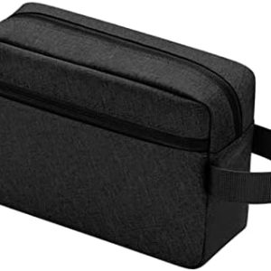 Toiletry Bag for Women Men, Travel Wash Water-Resistant Gym Shaving Organiser Bag, Shower Bathroom Makeup Bag Toiletries Accessories, Foldable Storage with Handle for Cosmetics Brushes Tools, Black