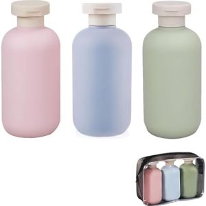 3 Pcs 200ml Plastic Bottles, Travel Bottles, Travel Bottles For Toiletries, With Bag, Refillable Travel Container, With Flip Cover, Suitable For Hair Conditioner, Lotion